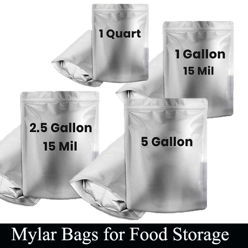 Food Storage For Long Term - 0.25 /1/2.5/ 5 Gallon Silver Aluminum