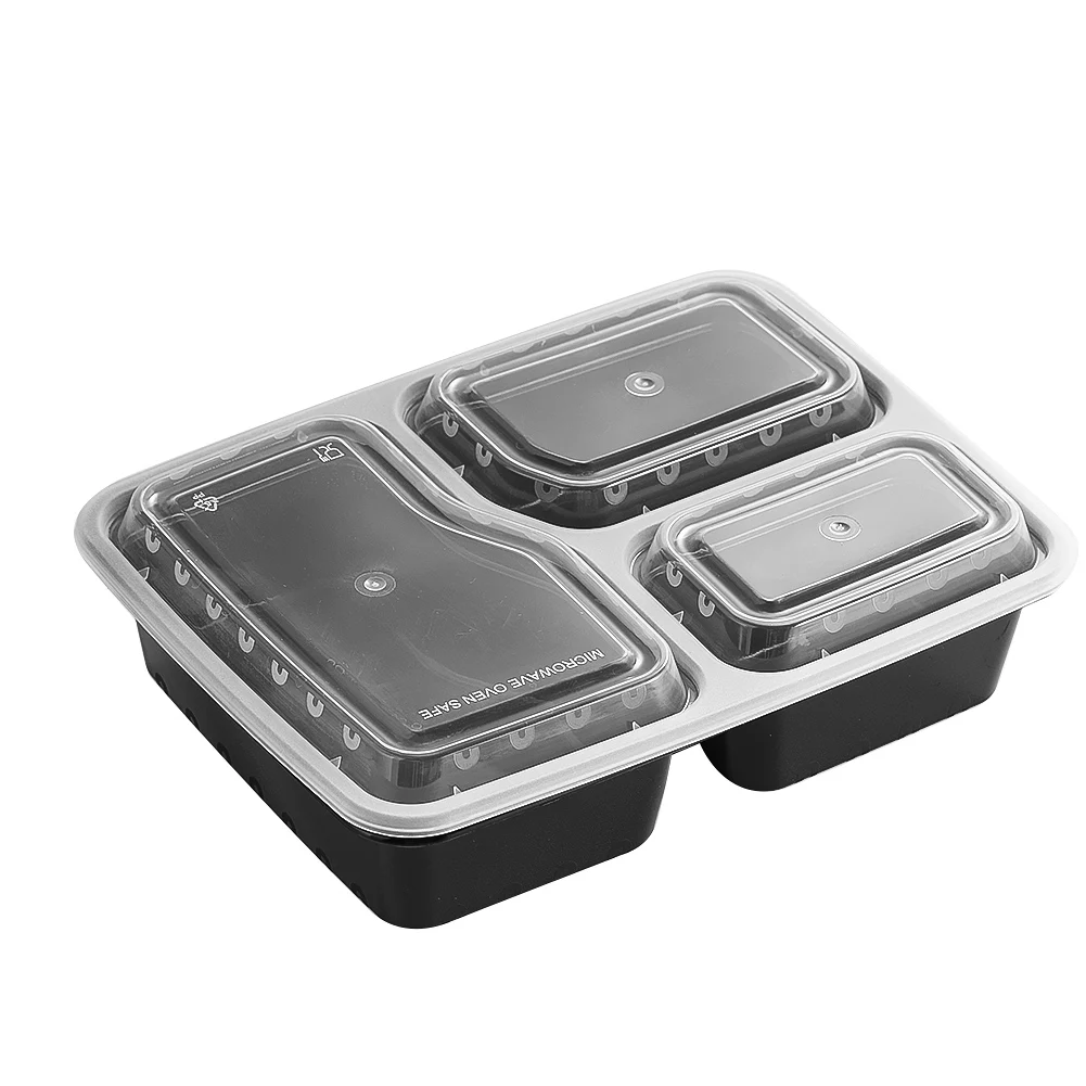 Food Storage With Compartments - 7 Pack 3 Compartment Meal Prep