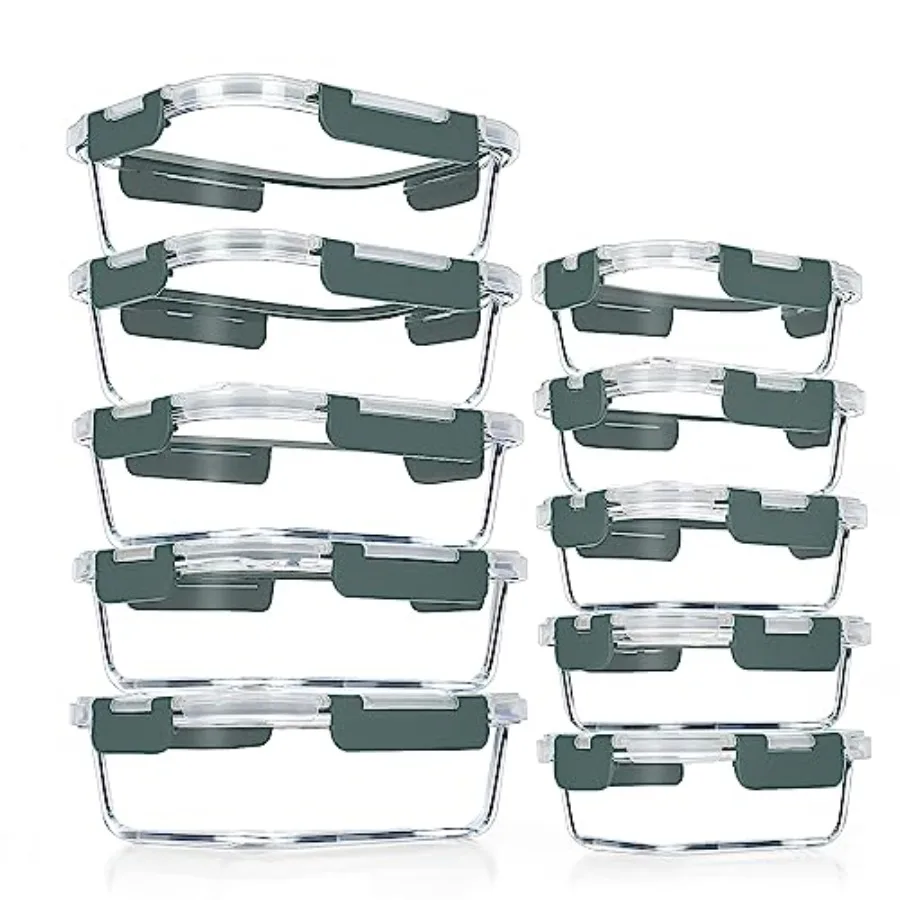 Food Storage Containers Glass - 10 Pack Glass Meal Prep Containers,