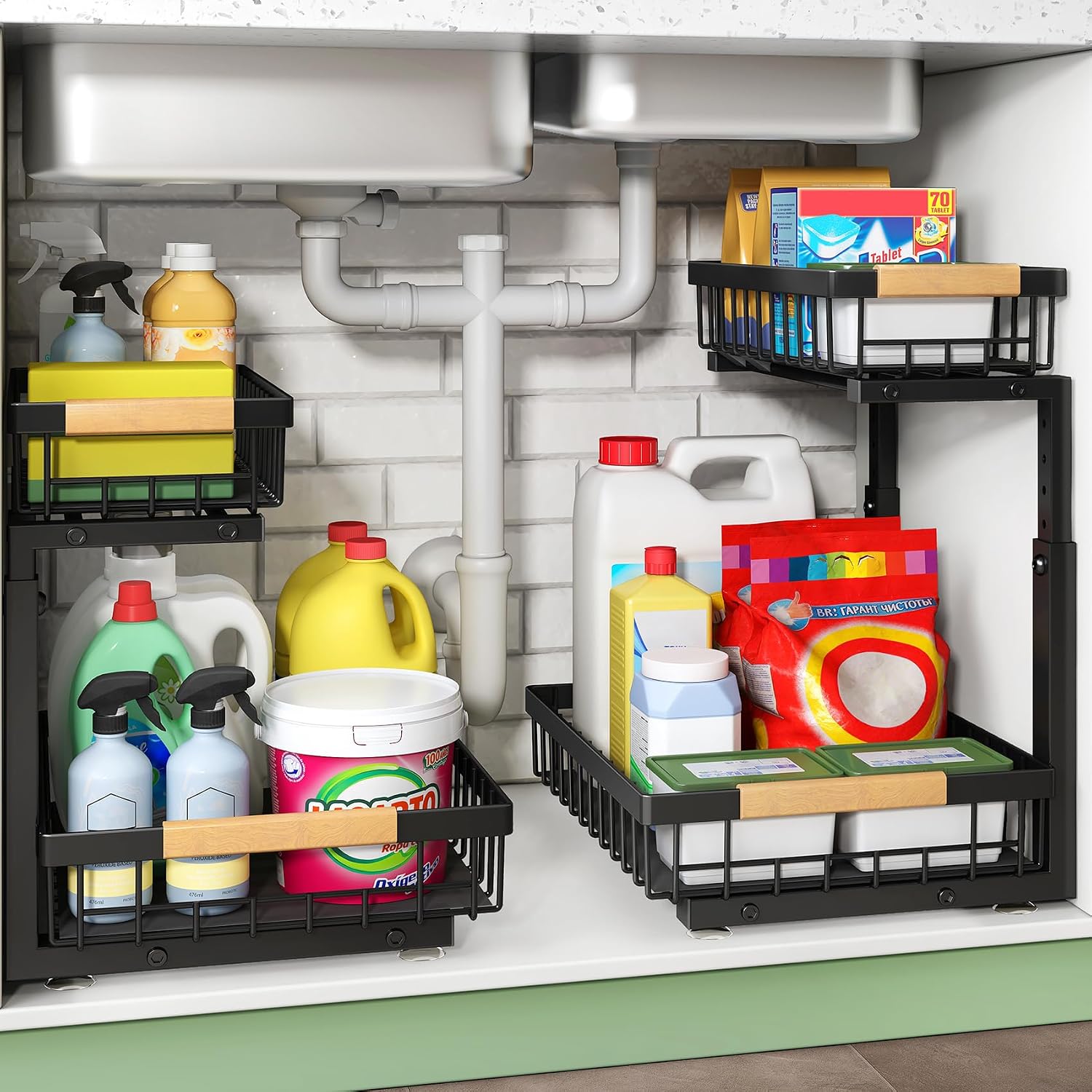 Food Storage Without Pantry - Kitstorack Under Sink Organizer, 2 Tier