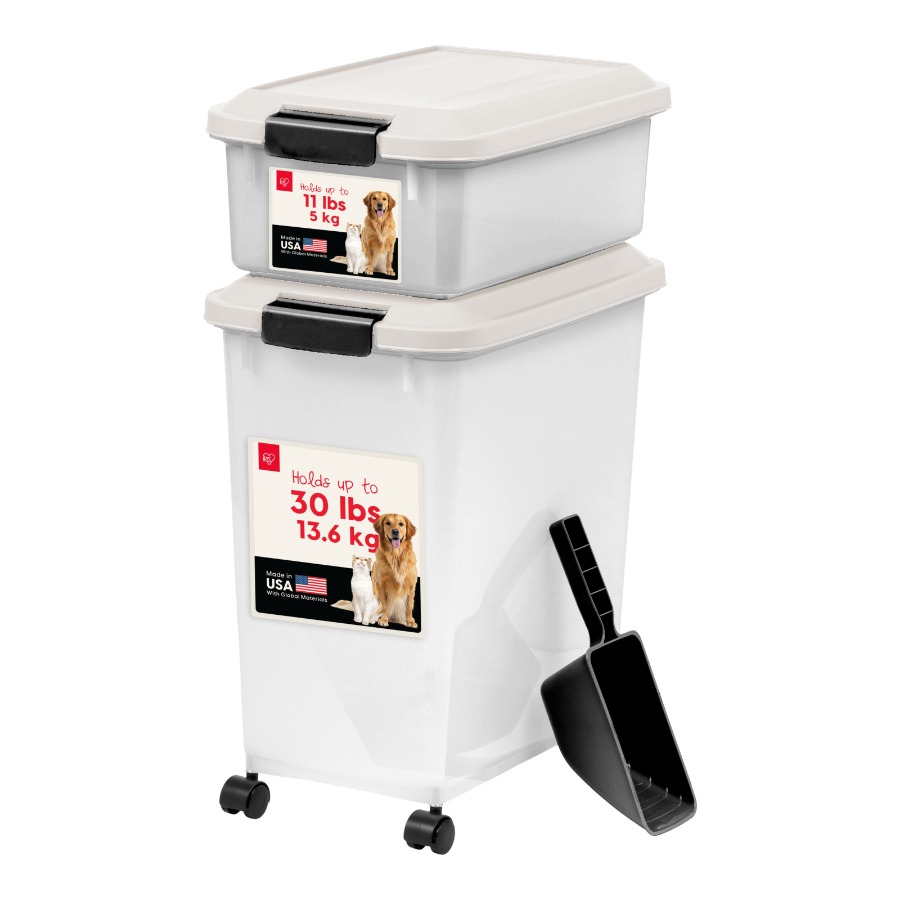 Food Storage With Scoop - IRIS 41 Lbs. Airtight Pet Food