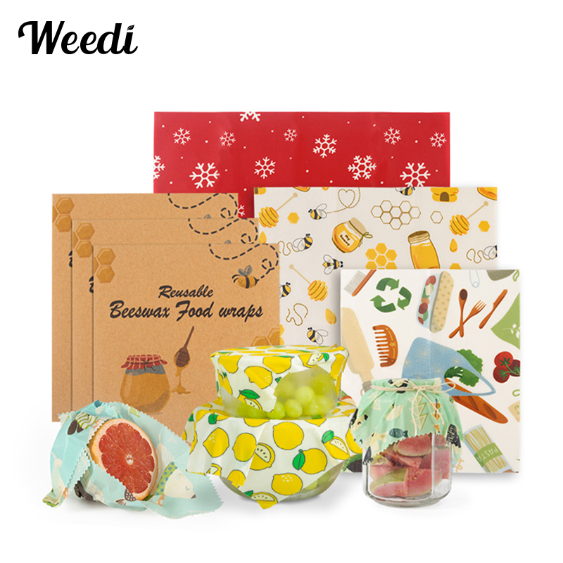 Beeswax Food Wrap - WEEDI 3Pack Reusable Beeswax Wraps For