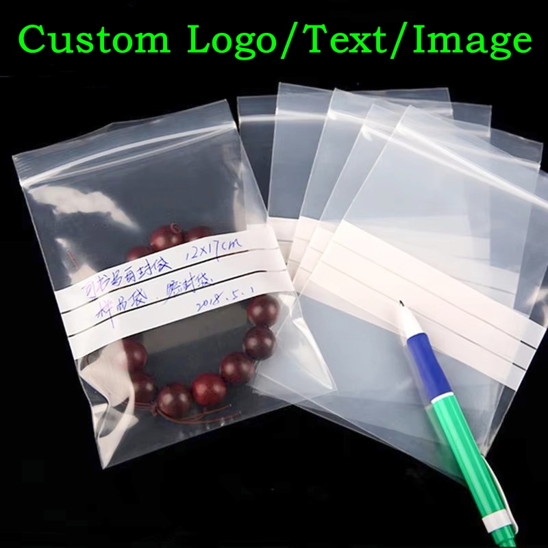 Food Storage Ziploc Bags - 200PCS PE Clear Plastic Writing Ziplock