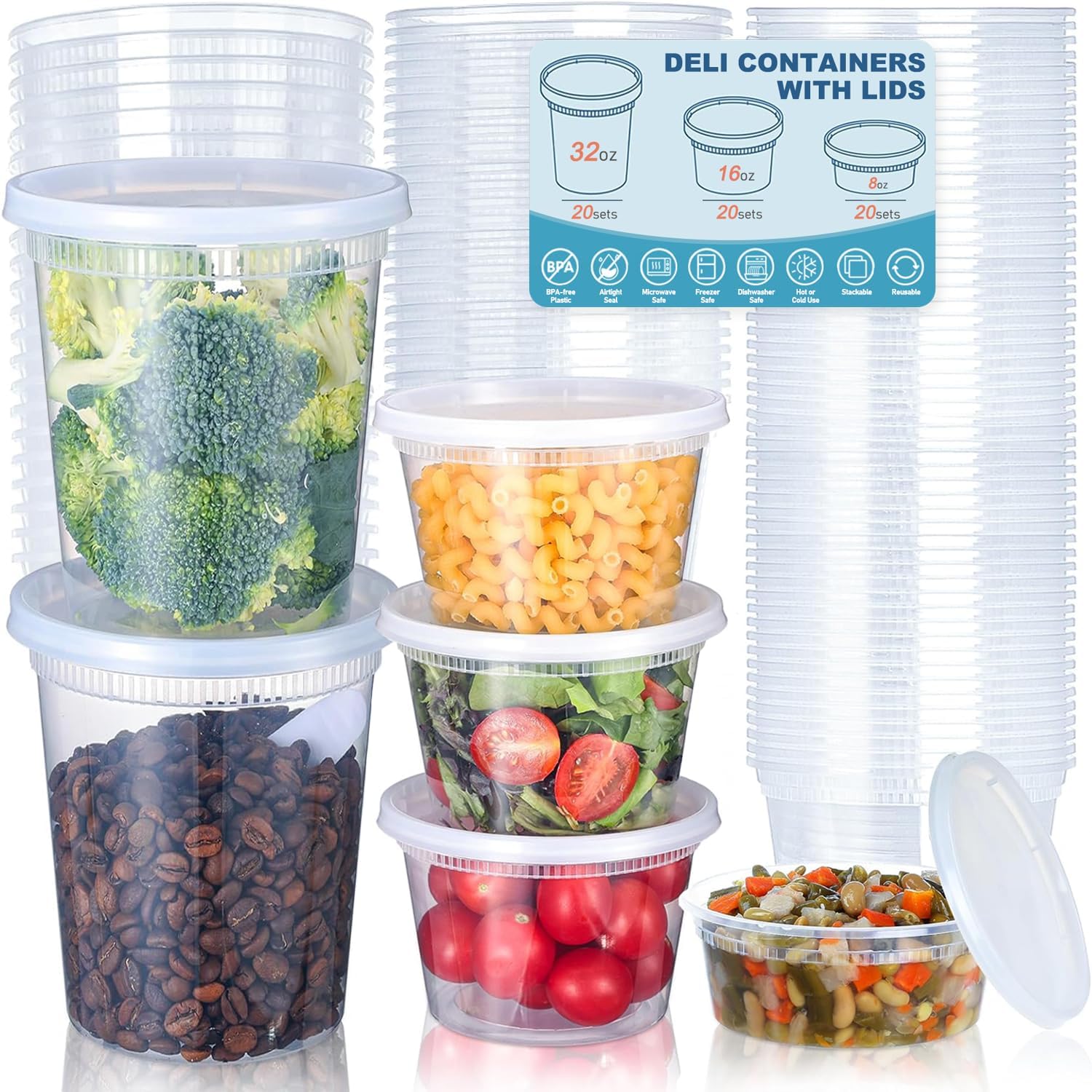 Food Storage Ideas - 24pcs Deli Food Storage Containers with