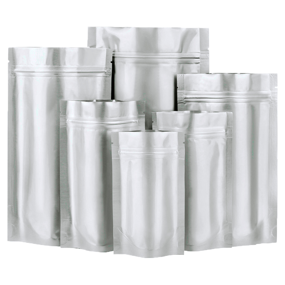 Food Storage Ziploc Bags - 100Pcs Silver Zip Lock Pure Mylar