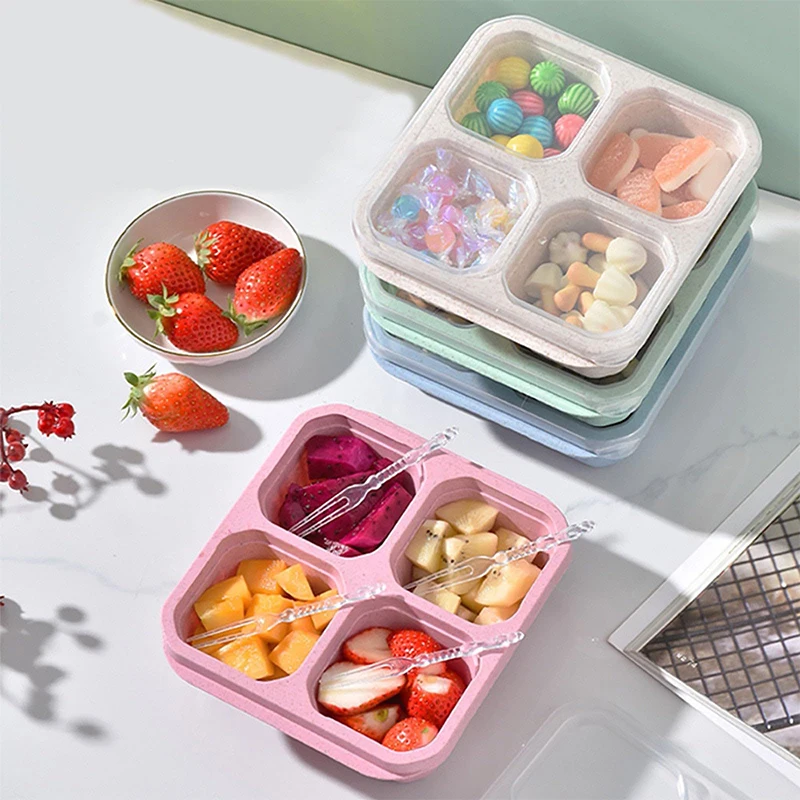 Food Storage With Compartments - 4 Grids Food Storage Box Portable