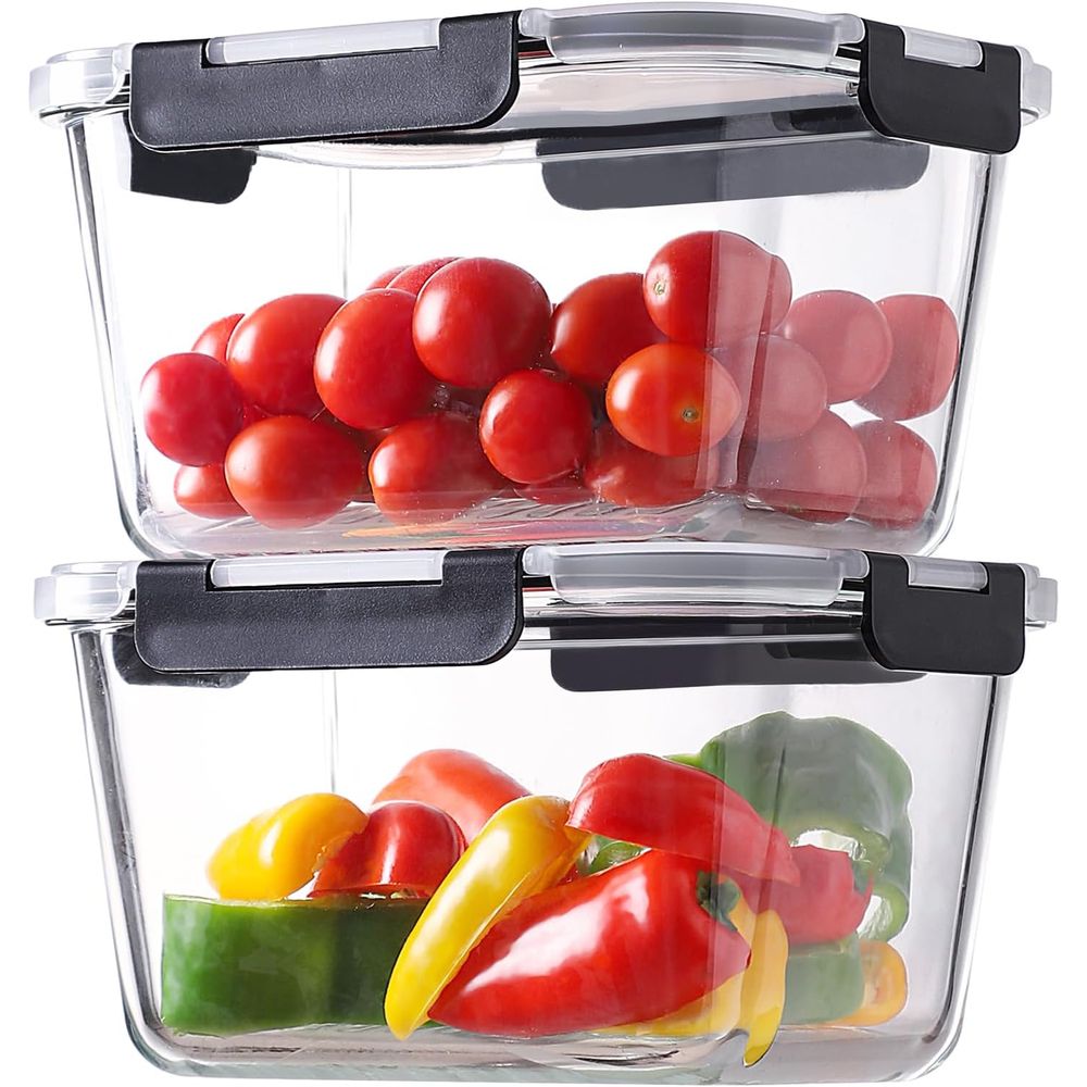 Food Storage Containers Glass - 4-Piece 63oz Glass Food Storage Containers