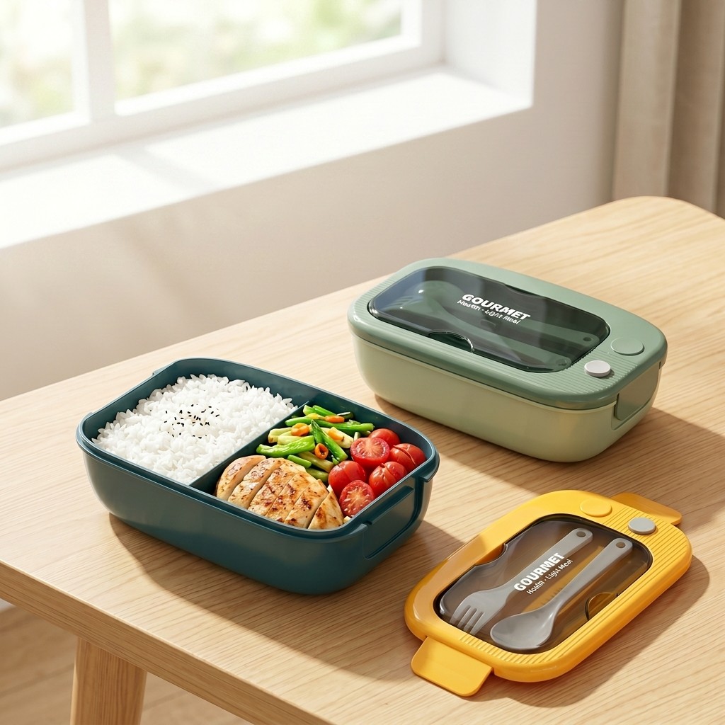Food Storage With Compartments - Microwavable Plastic Bento Box 2 Compartment