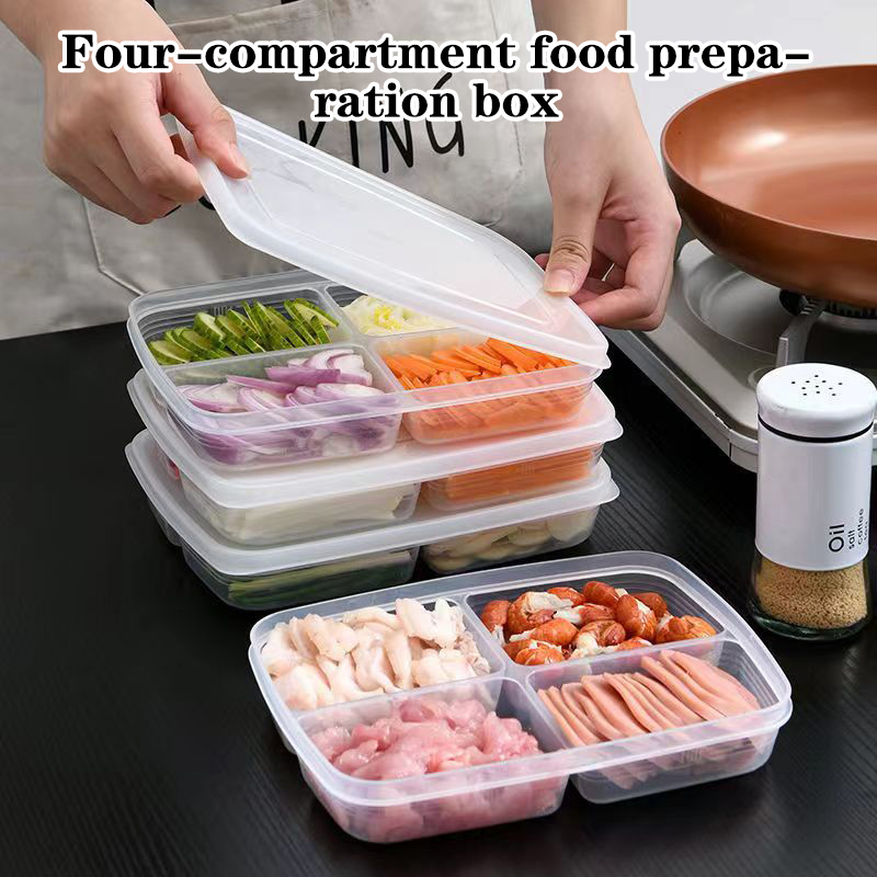 Food Storage Ideas - New【4 Grids Plastic Storage Box Portable