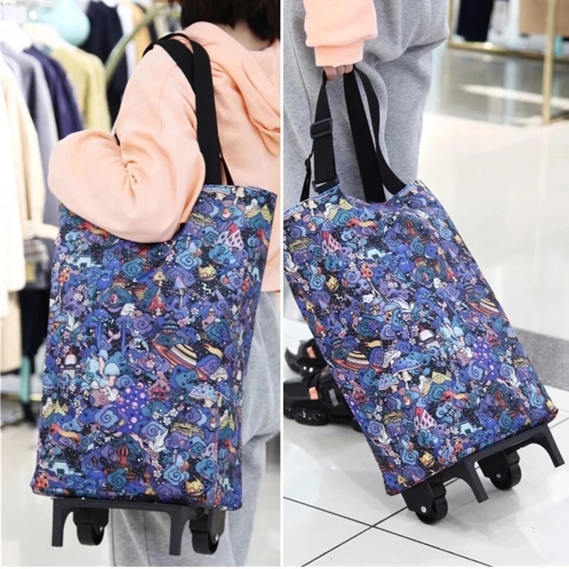 Food Storage On Wheels - Folding Storage Bag High Capacity Shopping