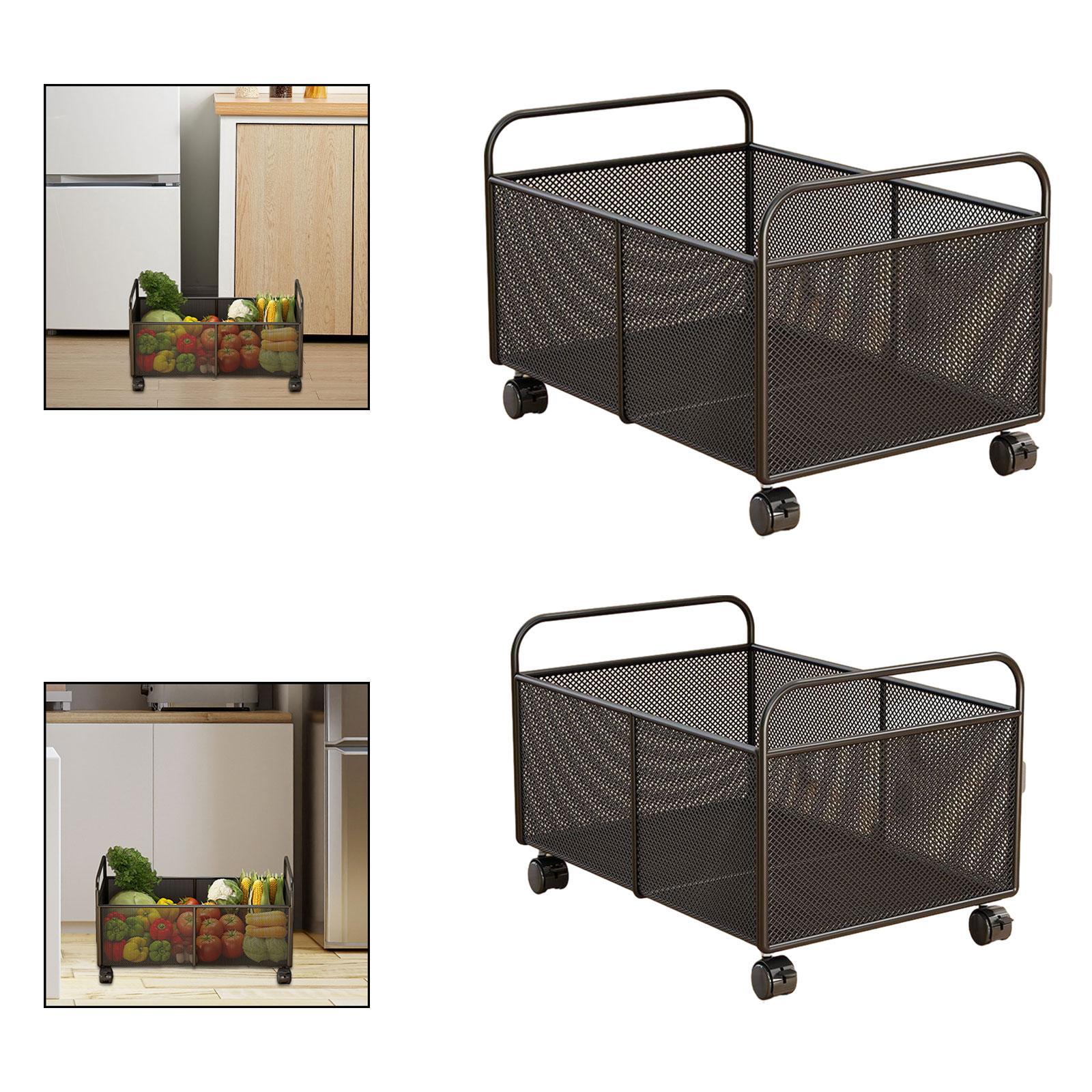 Rustic Iron Mesh Storage Baske - Food Storage On Wheels ulasan dan harga