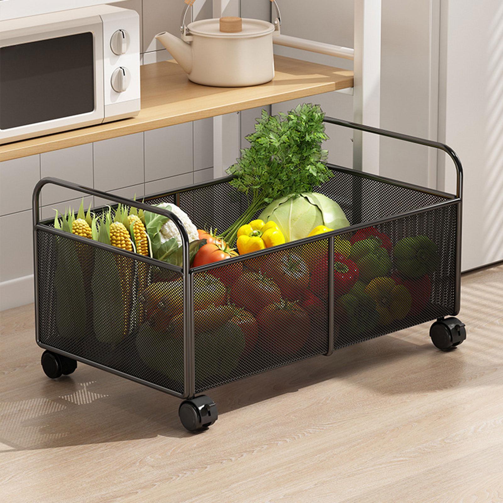 Rustic Iron Mesh Storage Baske - Food Storage On Wheels ulasan dan harga