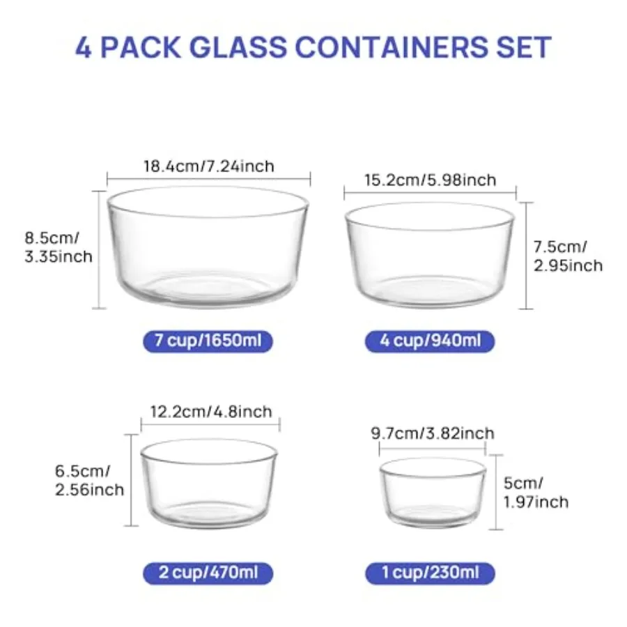 4 Pack Glass Bowls with Lids 1 - Food Storage Containers Glass ulasan dan harga