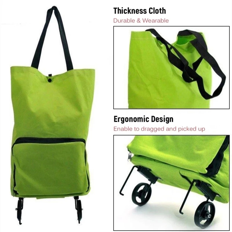 New Folding Shopping Bag On Wh - Food Storage On Wheels ulasan dan harga