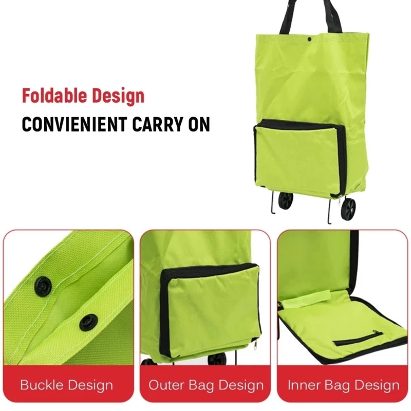 New Folding Shopping Bag On Wh - Food Storage On Wheels ulasan dan harga