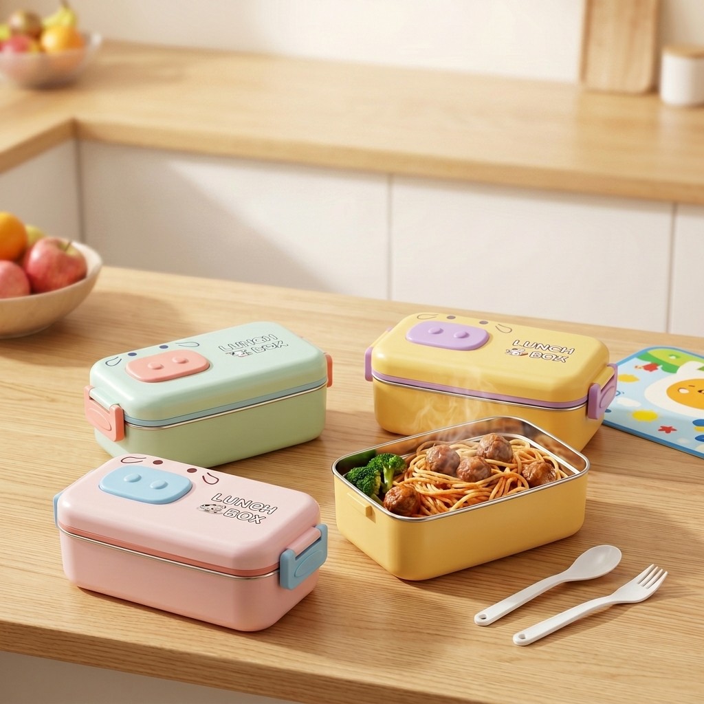 304 Stainless Steel Bento Box  - Food Storage With Scoop ulasan dan harga
