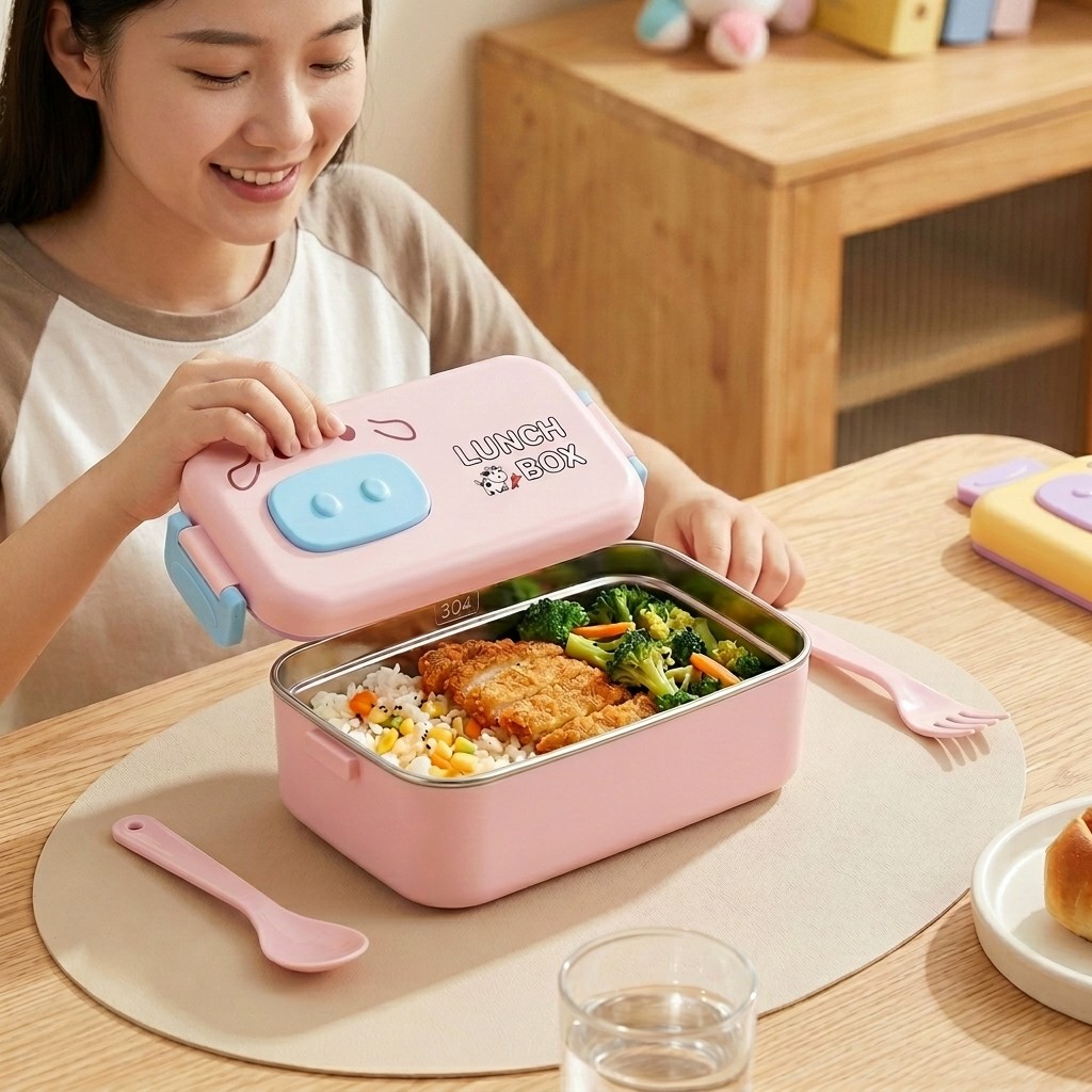 304 Stainless Steel Bento Box  - Food Storage With Scoop ulasan dan harga