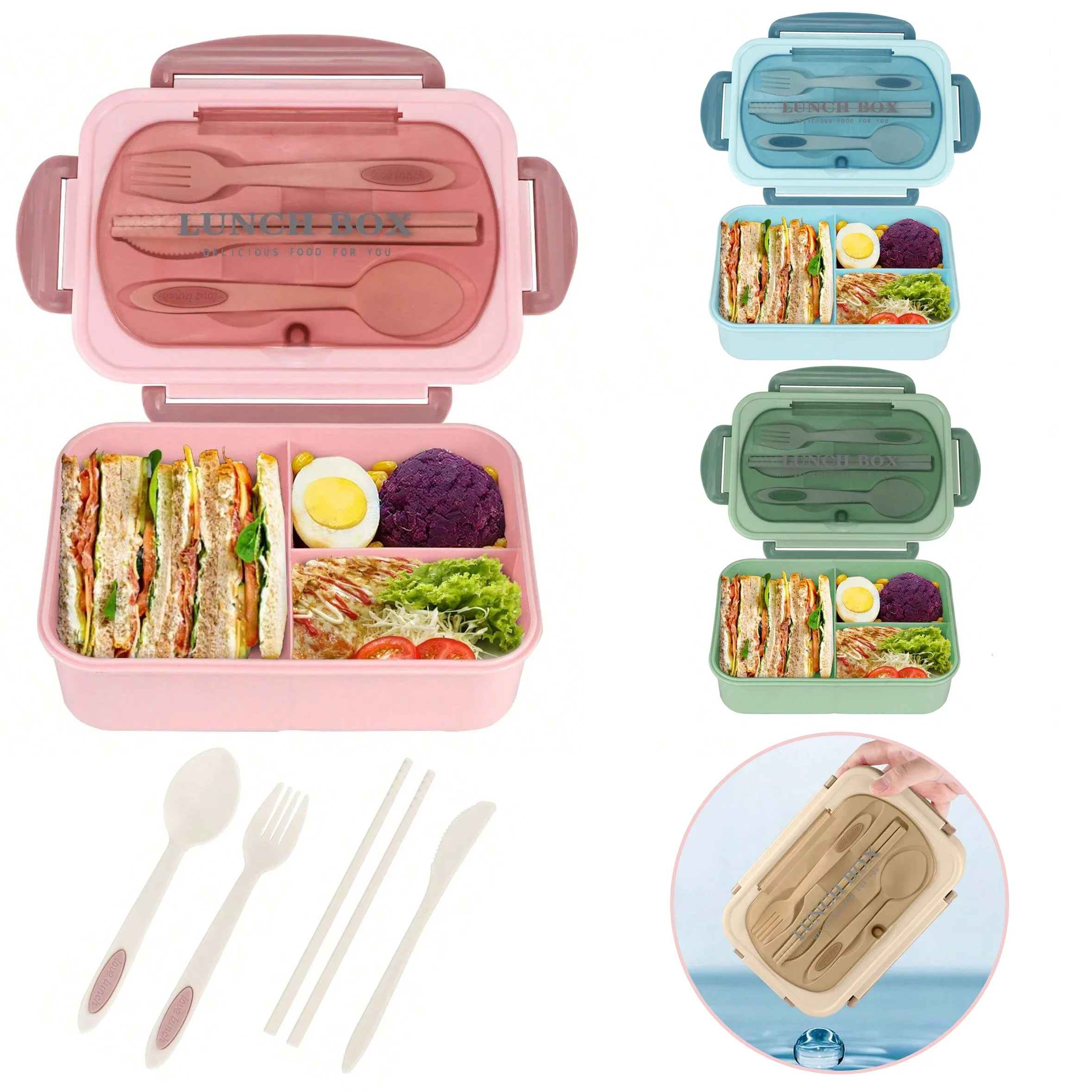 Adult Bento Box with 3 Compart - Food Storage With Compartments ulasan dan harga