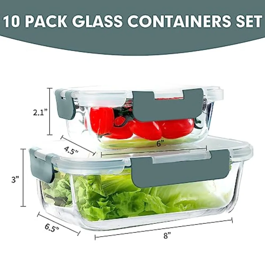 10 Pack Glass Meal Prep Contai - Food Storage Containers Glass ulasan dan harga