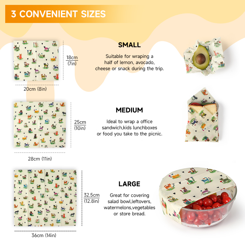 6 Packs (2S. 2M, 2L) Reusable  - Beeswax Food Wrap ulasan dan harga