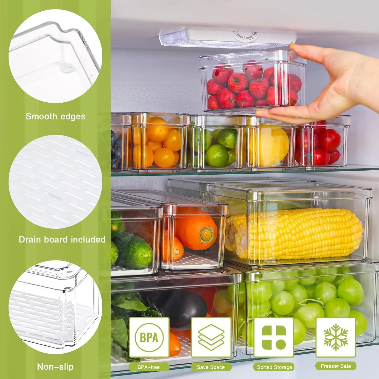 10/14Pcs Clear Fridge Organize - Food Storage Without Pantry ulasan dan harga