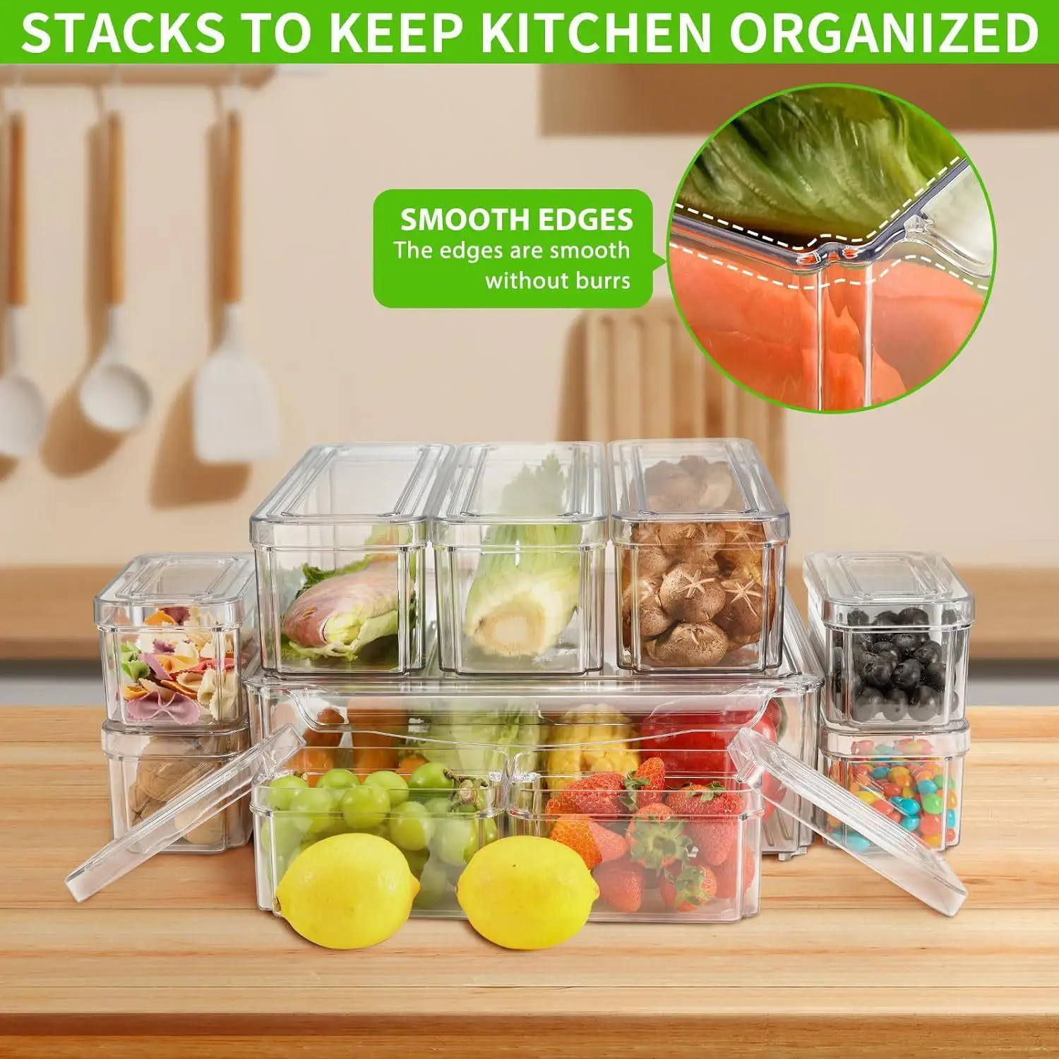 10/14Pcs Clear Fridge Organize - Food Storage Without Pantry ulasan dan harga