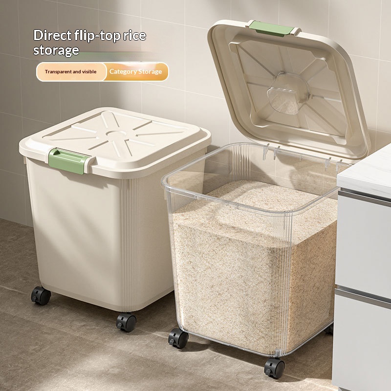 1pc Food-Grade Transparent Ric - Food Storage On Wheels ulasan dan harga