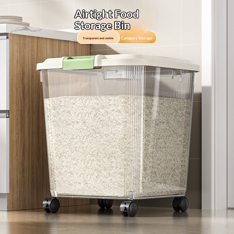 1pc Food-Grade Transparent Ric - Food Storage On Wheels ulasan dan harga