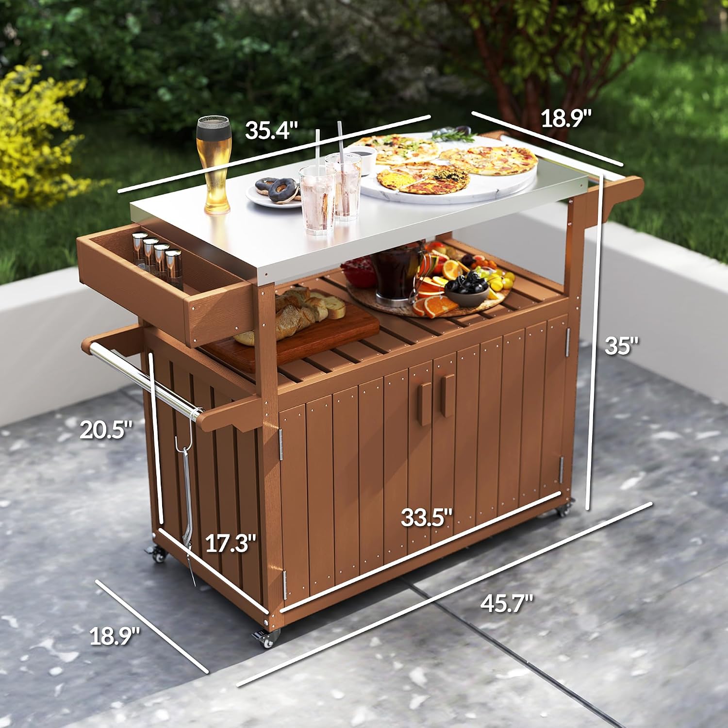 Outdoor Bar Cart With Storage  - Food Storage On Wheels ulasan dan harga
