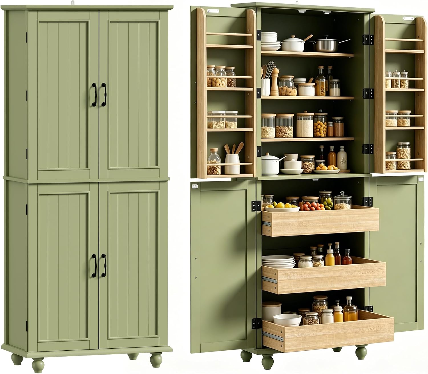 69 Inch Tall Farmhouse Kitchen - Food Storage Without Pantry ulasan dan harga
