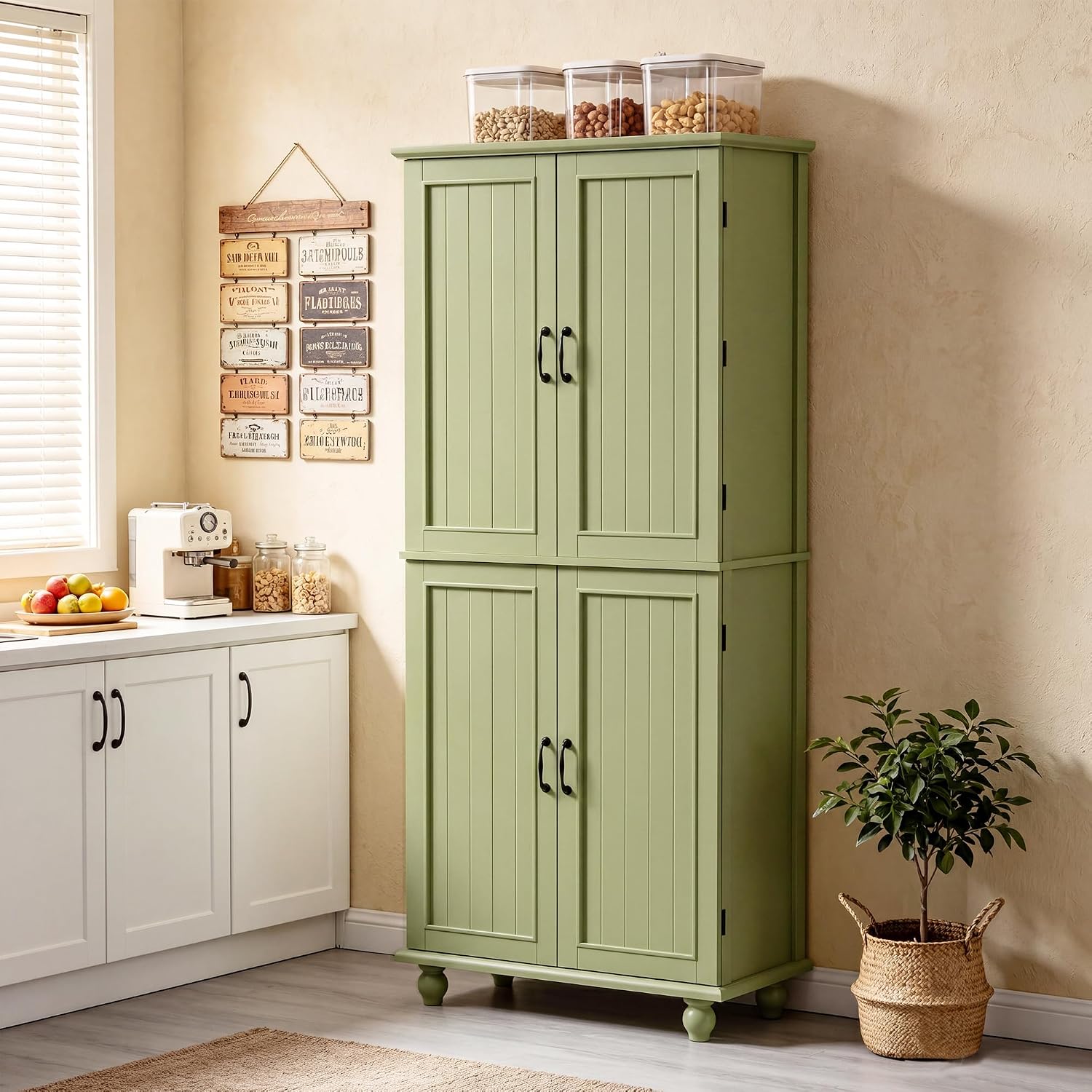 69 Inch Tall Farmhouse Kitchen - Food Storage Without Pantry ulasan dan harga