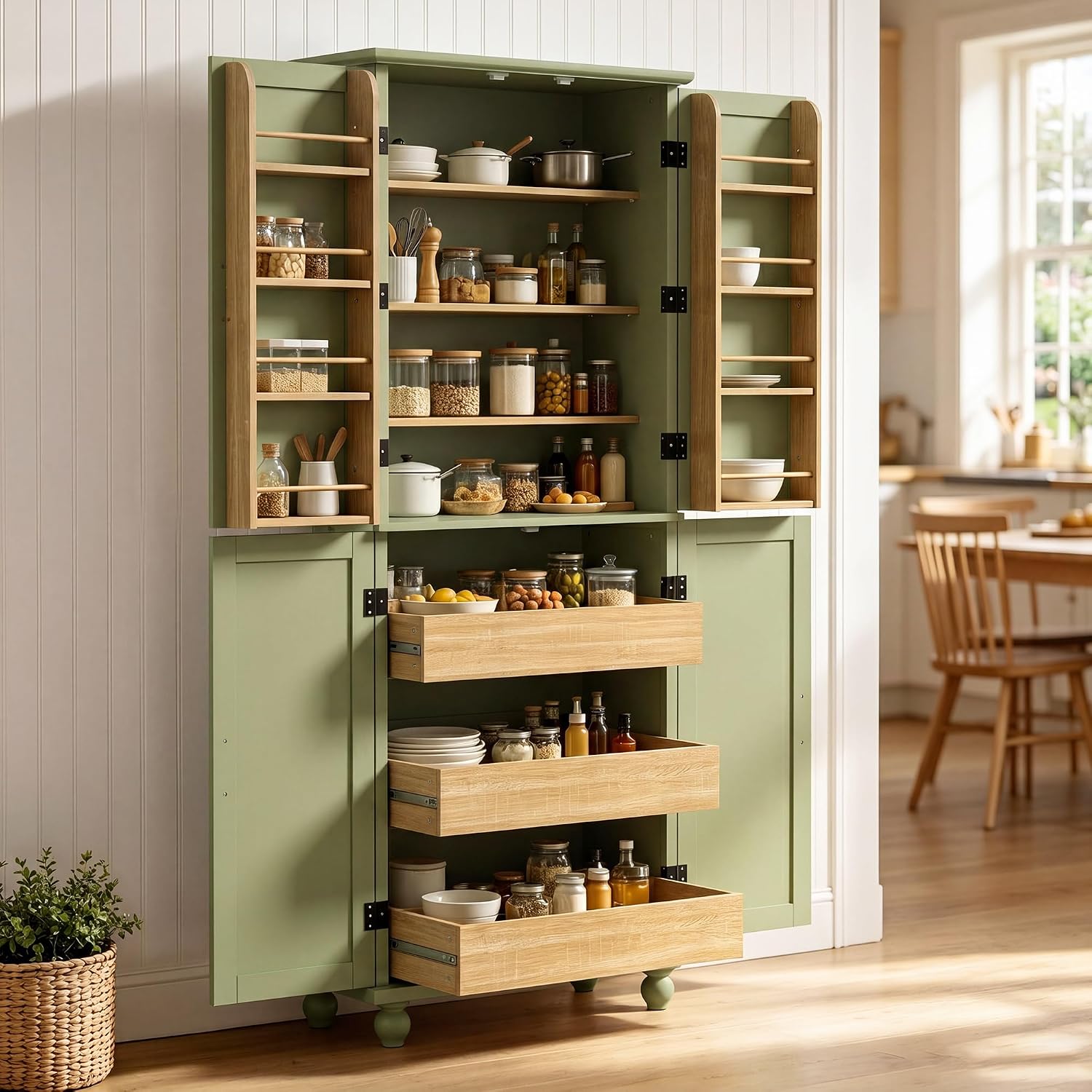 69 Inch Tall Farmhouse Kitchen - Food Storage Without Pantry ulasan dan harga
