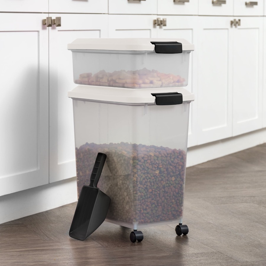 IRIS 41 Lbs. Airtight Pet Food - Food Storage With Scoop ulasan dan harga