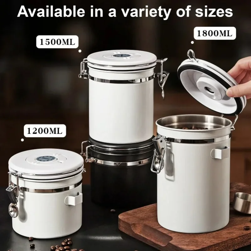 304 Stainless Steel Coffee Bea - Food Storage With Scoop ulasan dan harga