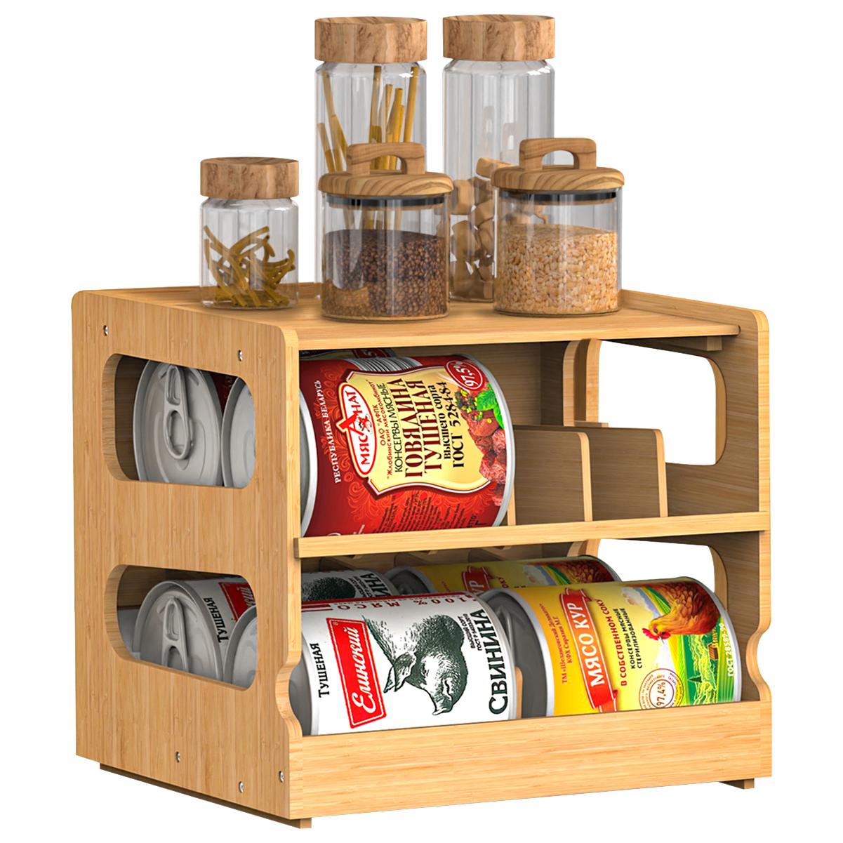 2-Tier Stackable Bamboo Can Or - Food Storage Without Pantry ulasan dan harga
