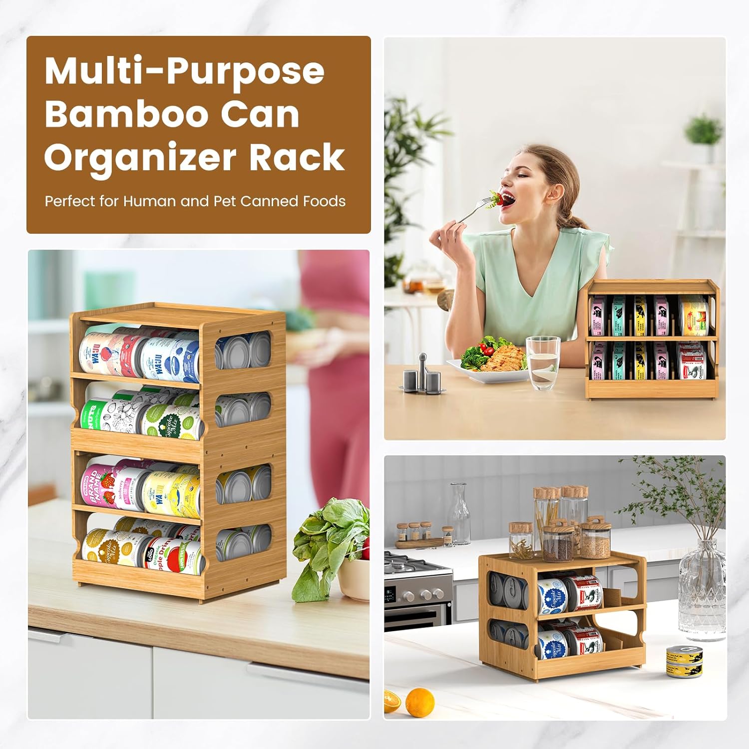 2-Tier Stackable Bamboo Can Or - Food Storage Without Pantry ulasan dan harga