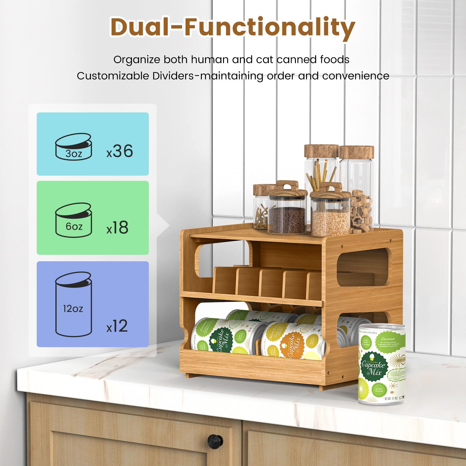 2-Tier Stackable Bamboo Can Or - Food Storage Without Pantry ulasan dan harga