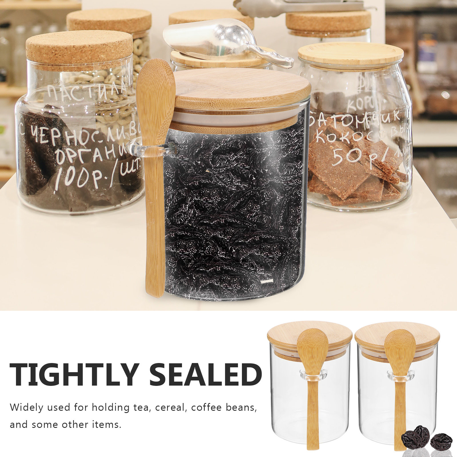 2 Pcs Flour Sugar Storage Cont - Food Storage Containers Glass ulasan dan harga