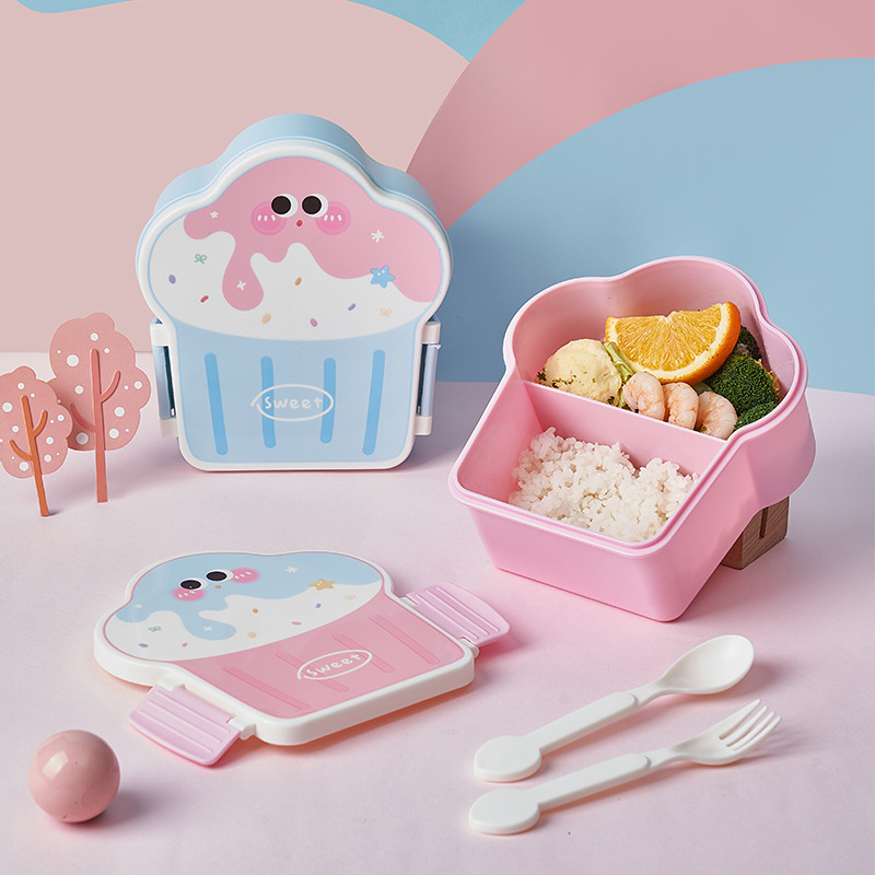 Cute Bento Lunch Box School He - Food Storage With Compartments ulasan dan harga