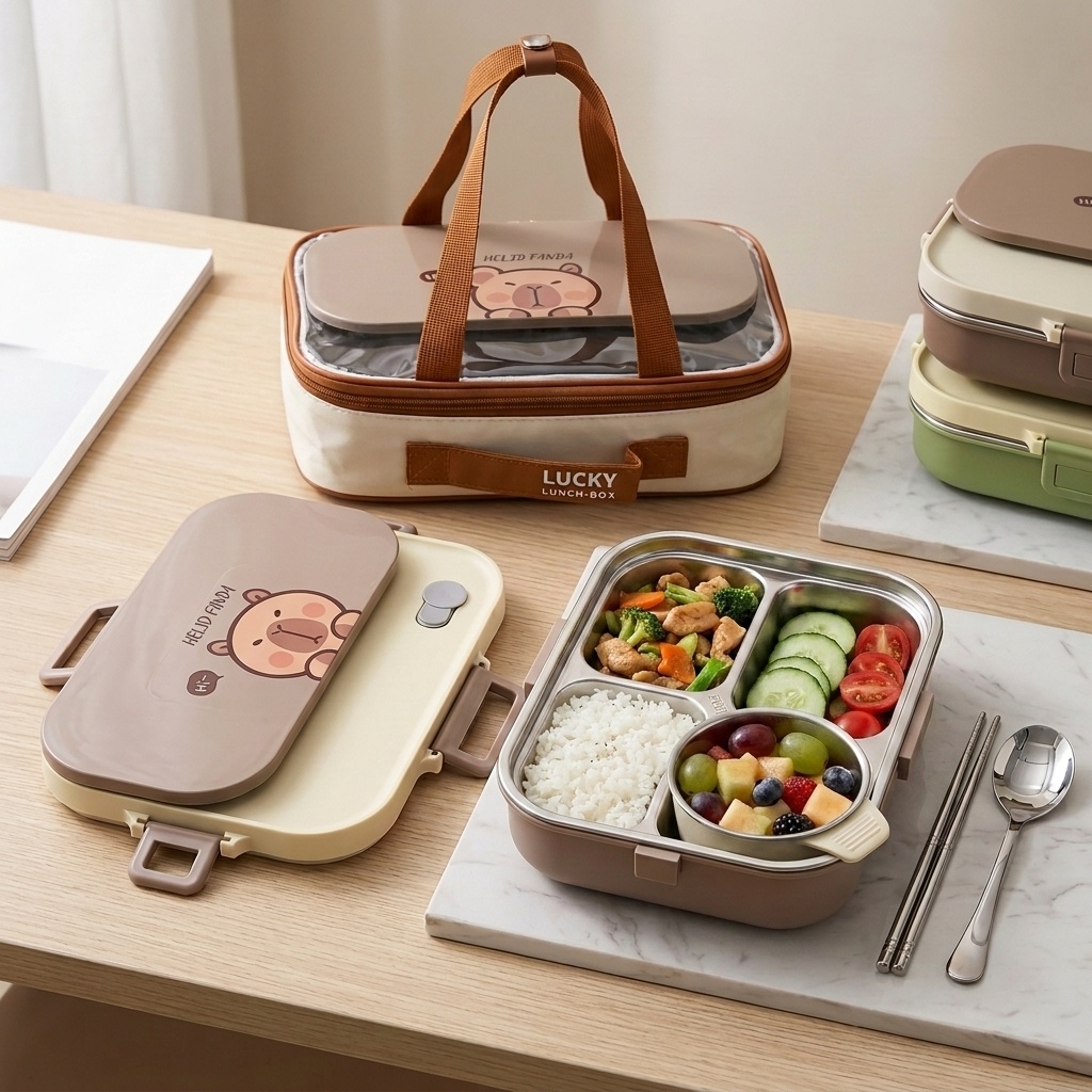 304 Stainless Steel Bento Lunc - Food Storage With Scoop ulasan dan harga