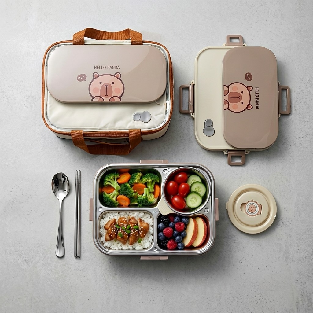 304 Stainless Steel Bento Lunc - Food Storage With Scoop ulasan dan harga