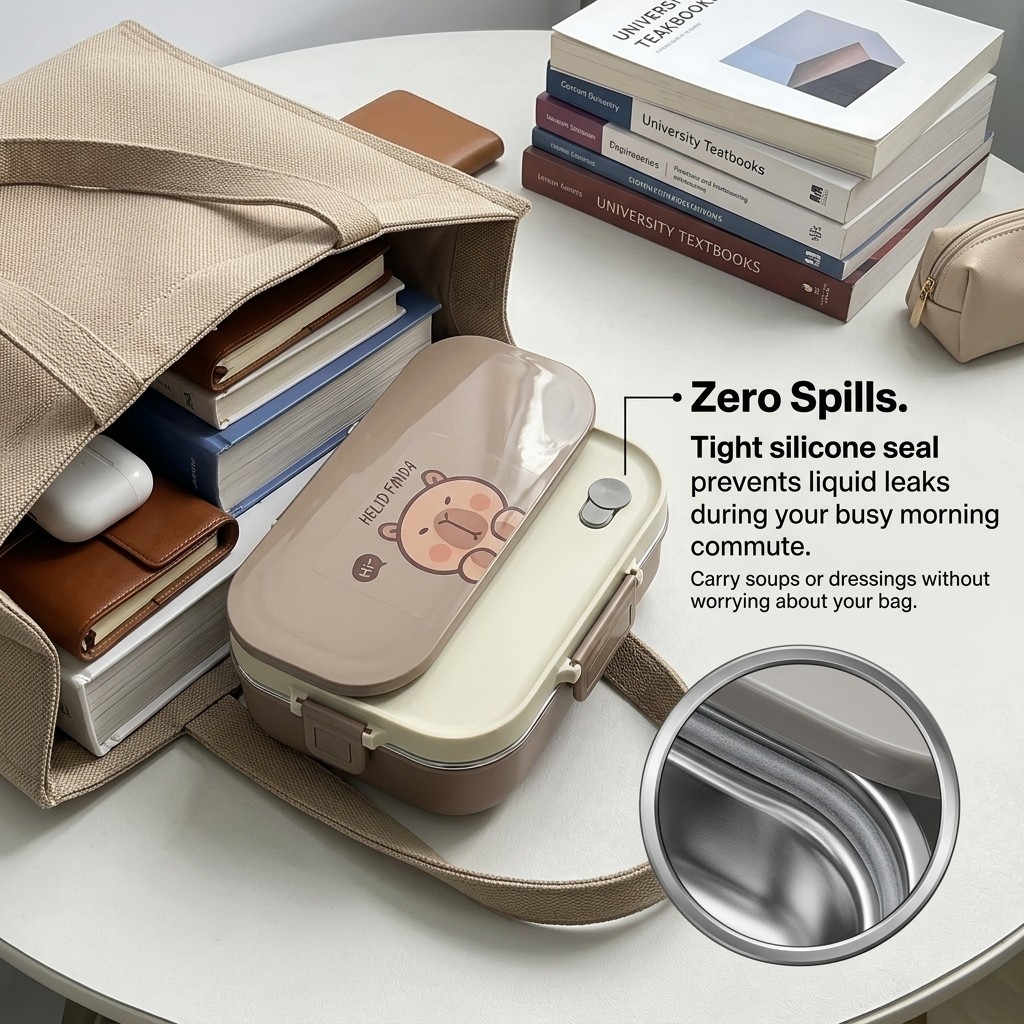 304 Stainless Steel Bento Lunc - Food Storage With Scoop ulasan dan harga