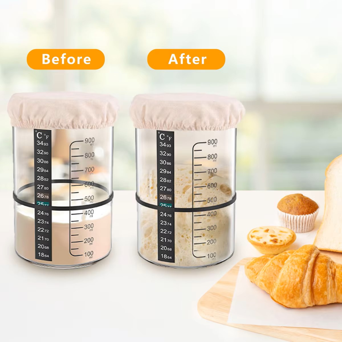 1500/900ml Sourdough Starter J - Food Storage Containers Glass ulasan dan harga
