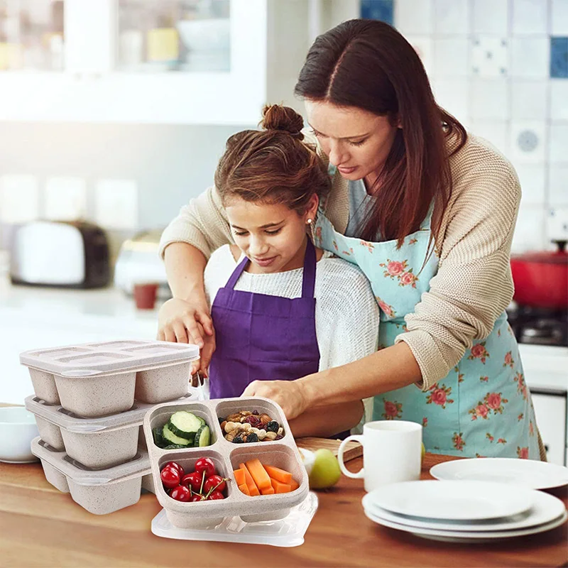 4 Grids Food Storage Box Porta - Food Storage With Compartments ulasan dan harga
