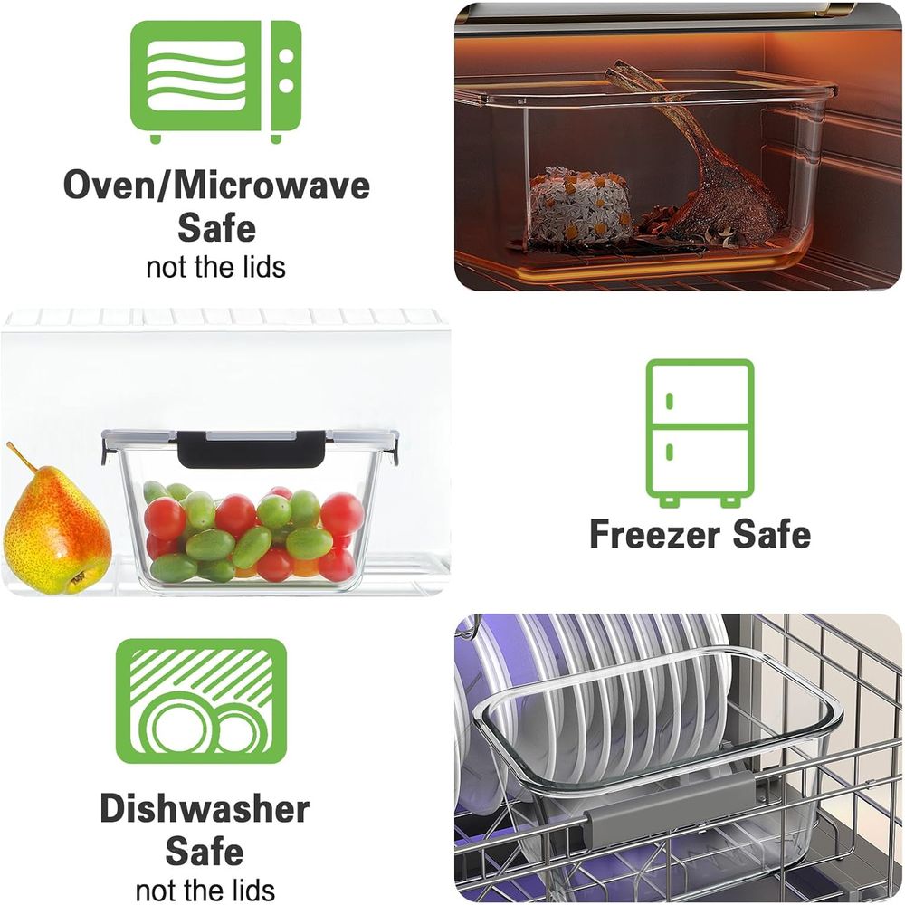 4-Piece 63oz Glass Food Storag - Food Storage Containers Glass ulasan dan harga