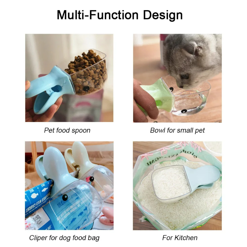 Pet Food Spoon for Cat Dog Bow - Food Storage With Scoop ulasan dan harga