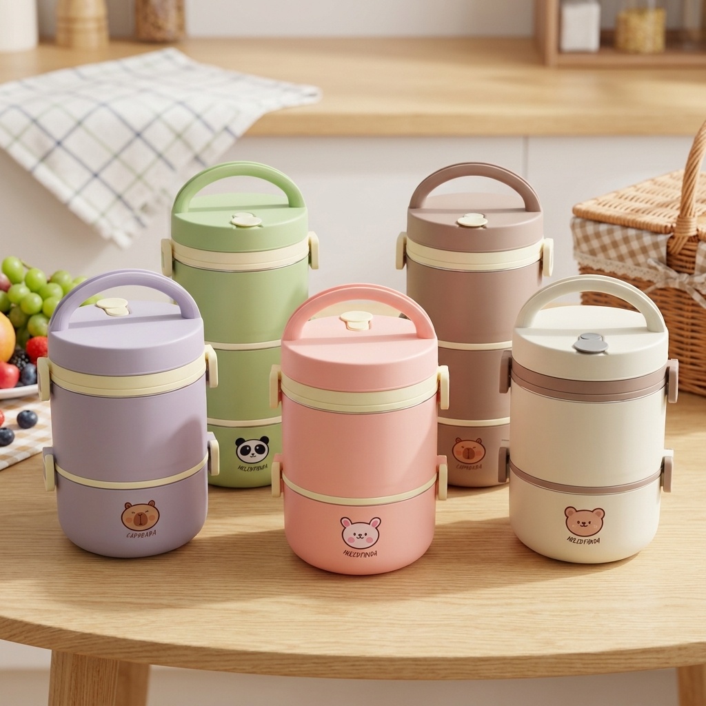304 Stainless Steel Thermal Lu - Food Storage With Scoop ulasan dan harga