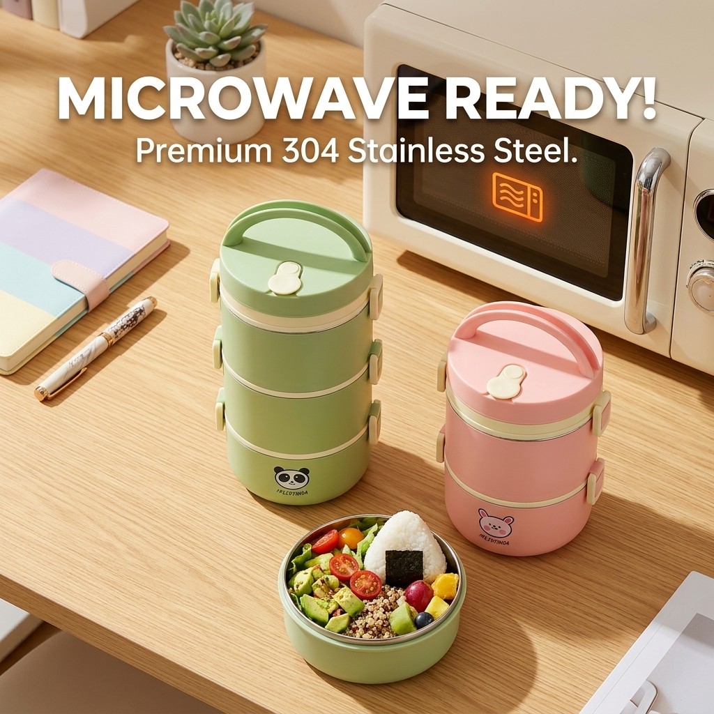 304 Stainless Steel Thermal Lu - Food Storage With Scoop ulasan dan harga