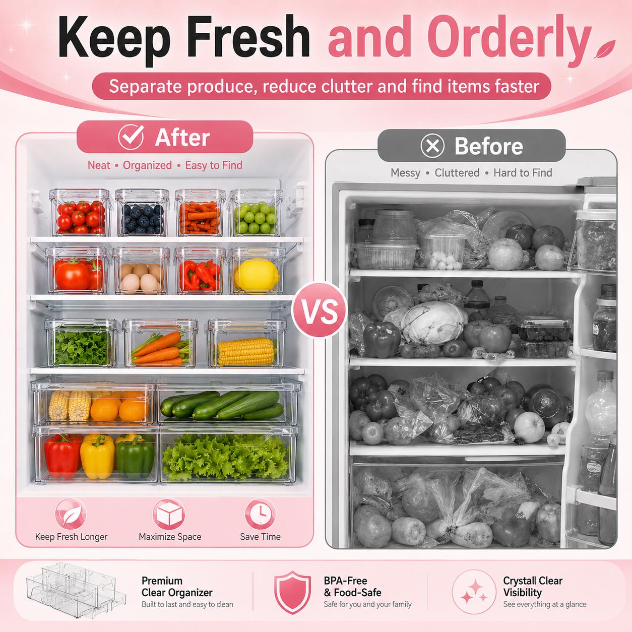 Stackable Refrigerator Organiz - Food Storage Without Pantry ulasan dan harga