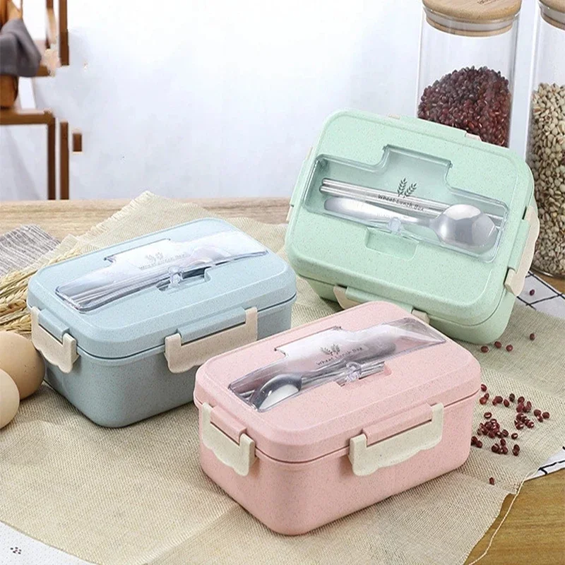 Microwave Lunch Box Wheat Stra - Food Storage With Scoop ulasan dan harga